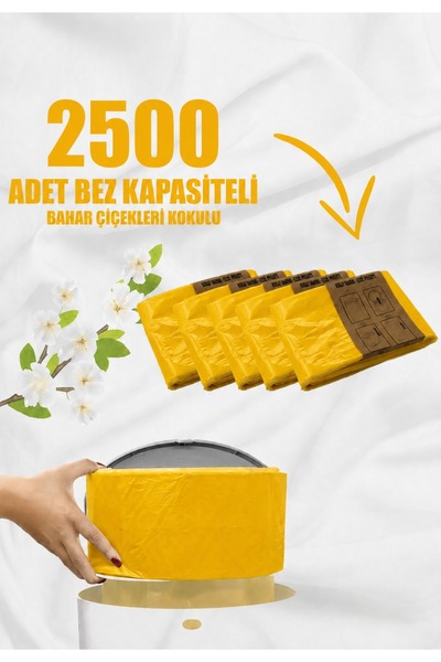 Korbell 16 Lt Çöp Kutuları Ile Uyumlu 2500 Bebek Bezi Kapasiteli 5 Paket Yerl...