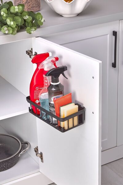 İndecor Houseware 1 Adet Oslo Banyo Düzenleyici Şampuanlık Deterjanlık 1'li Yapışkanlı Eviye Altı Düzenleyici Organizer