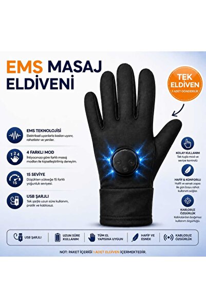 Pastelya EMS Masaj Eldiveni - 4 Mod 15 Seviye USB Şarjlı