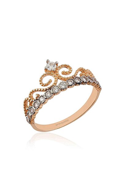 Sembol Gold Rose Altın Taç Yüzük 14K 2,10 Gr