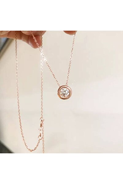 Sembol Gold Rose Altın Tektaş Kolye 14 Ayar