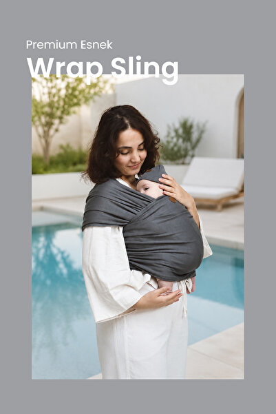 İLAYS Premium Birinci Sınıf Pamuklu Esnek Wrap Sling Antrasit (BABYWEARİNGE ÖZEL ÜRETİM KUMAŞ)