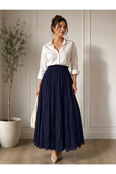 Nisa Kraş Long Skirt with Elastic Waistband