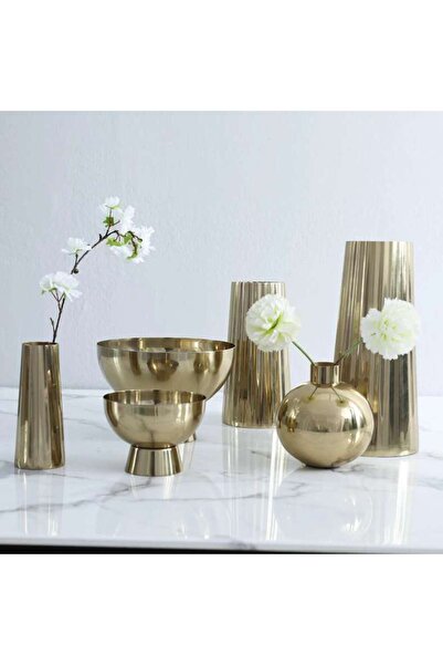 PAN HOME Bijou Steel Vase 13x13x29cm-gold