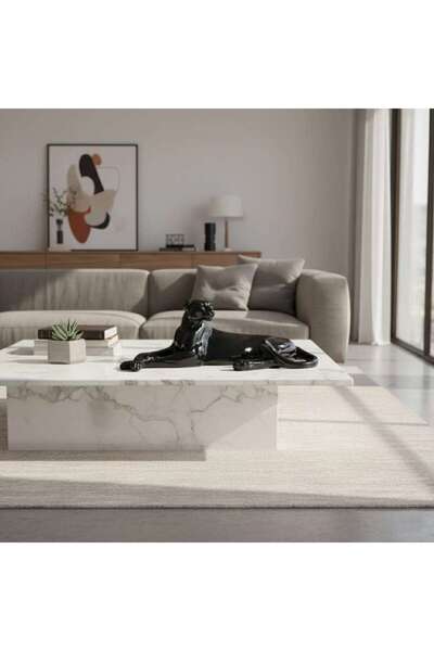 PAN HOME تمثال فهد من البولي ريزين للديكور من بانثيرا 48.5×19.5×16 سم - أسود ...