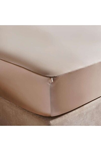 PAN HOME Luxury Mulberry Silk King Fitted Sheet 180x200+33cm -Beige