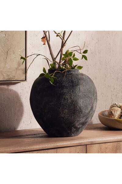 PAN HOME Monet Terracotta Vase 34.8x34.8x33.5cm - Black