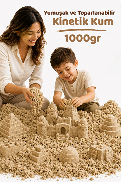 HEROES 1 Kg Natural Kinetik Kum (Natural) - Akışkan ve Dağılmayan Eğitici Oyu...