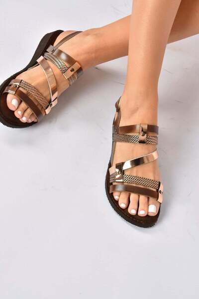 Fox Shoes Sandale de damă din piele naturală maro/bronz K374680103