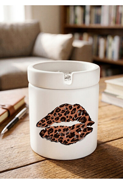 Eylül Design Leopard Lip Design Printed Ceramic Ashtray Odorless Ash Tray