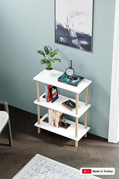 interGO Modern Bookcase With 3 Shelves - Freestanding Storage Shelving Unit f...