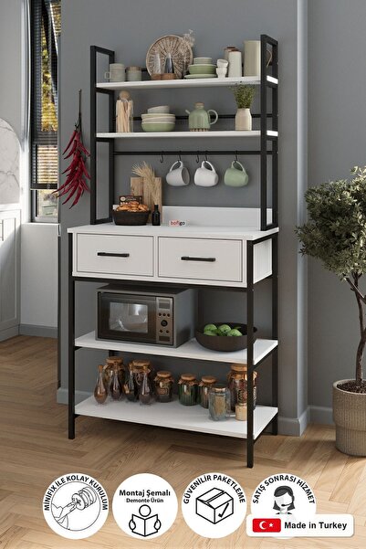 Bofigo Kitchen Stand With 2 Drawers And 5 Shelves Coffee Corner Kitchen Rack ...