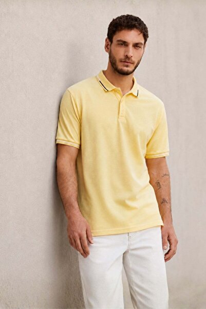 Madmext Sarı Polo Yaka Erkek Tişört 6113