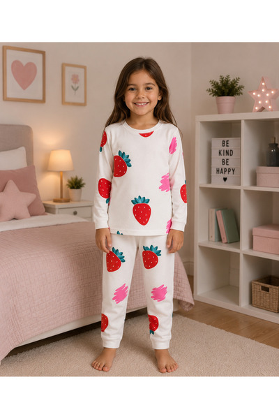 elmas kids Set pijamale de iarnă cu mâneci lungi, 100% bumbac, alb, cu model ...
