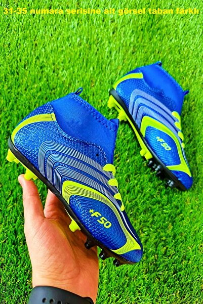 Walked Mavi Sarı Mesi Speedflow Boğazlı Bilekli Erkek Çocuk Dişli Krampon Hal...