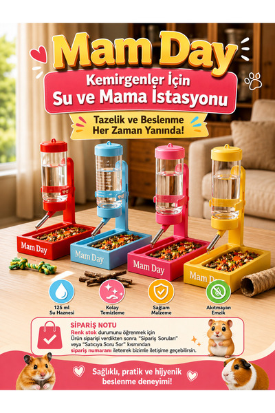 Mam Day Hamster , Ginepig , Chinchilla Su ve Yem Kemirgen Mama Kabı. Suluk Da...