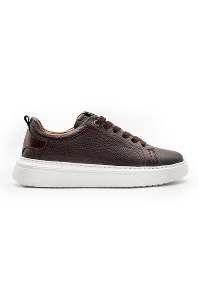 ventro Kahverengi 100%Hakiki Deri Erkek Spor Sneaker Ortopedik Tabanlı VT27