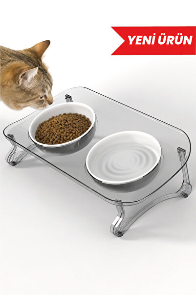 ATA HOME Kedi Mama Kabı, Kedi Köpek Mama ve Su Kabı, Çift Kaseli 15° Eğimli Y...