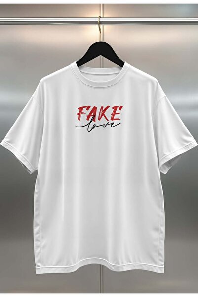 buzagi Organic Cotton Digital Printed Oversize White T-Shirt