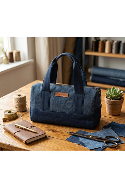 MAVİCENZA Kadın El Çantası Kot Patchwork Baguette Çanta -Özel Tasarım Denim E...