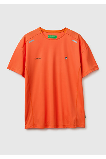 United Colors of Benetton Erkek Turuncu Reflektif Baskılı Logolu Bisiklet Yak...