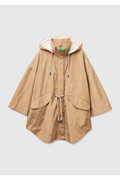 United Colors of Benetton Women's Beige Hidden Button Over-The-Knee Oversized...