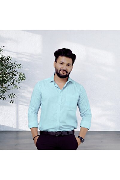 Weswadesi Pure Handmade Linen 100% Cotton Pale Turquoise Formal Shirts – Full...