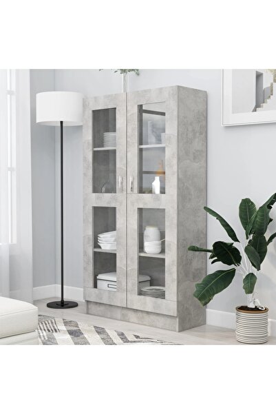 Concept Dulap cu vitrină, gri beton, 82,5 x 30,5 x 150 cm, PAL