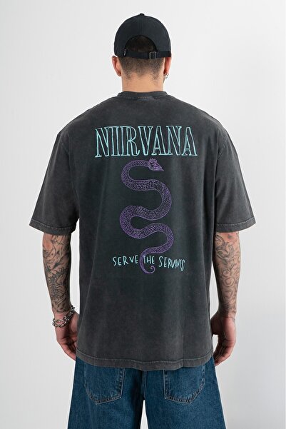 UKHWD SUPPLY Tricou bărbătesc oversize Nirvana cu aspect uzat UK1460WSSY