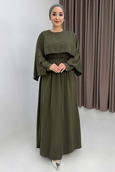 Raneel Kazançlı Alışveriş Women's batwing sleeve embellished ruched waist dre...