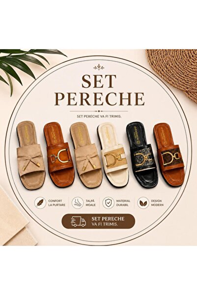 madam gold Women's Daily Comfort Slippers 2-Piece Mixed Set Stylish Buckle an...