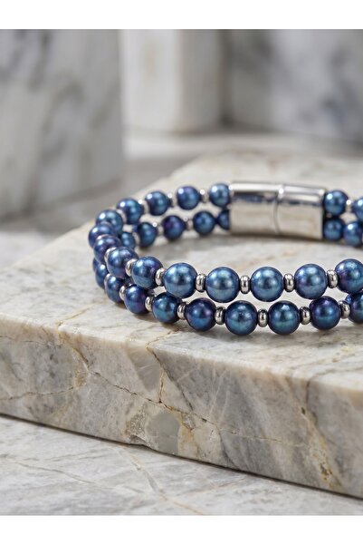 Parmas Design Double Blue Silver Color Hematite Steel Men's Premium Masculine...