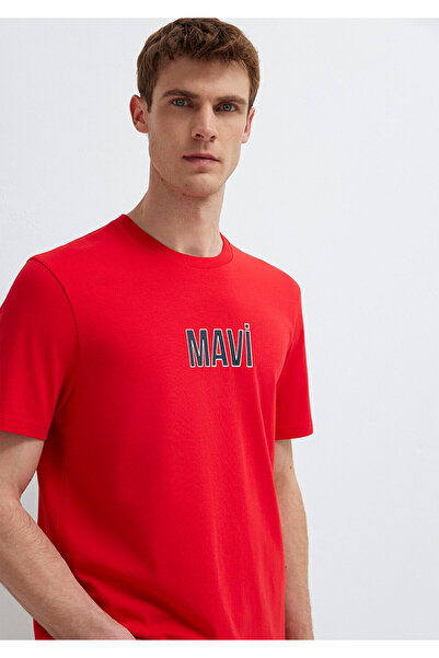 Mavi Tricou roșu cu logo imprimat, croială normală 0613186-70467