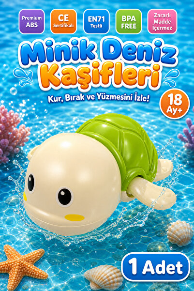 BBSKY Kurmalı Kaplumbağa Bebek Banyo Oyuncağı – Suda Yüzen Sevimli Su Oyunu E...
