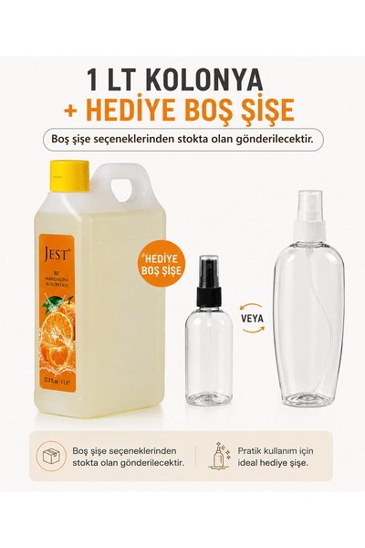 Jest Mandalina Kolonyası 1 Lt Bidon 80 Derece 150 Ml Ve 50 Ml Boş Şişe