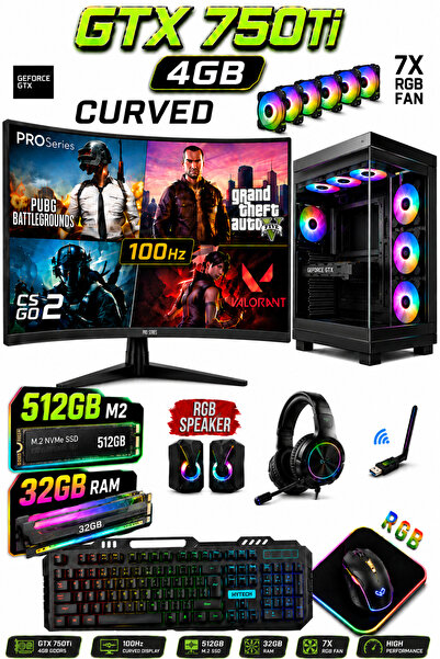 Dmc N312 (PUBG,GTA 5 ) İ5 4430,32GB RAM,512GB M2,4GB GTX750Tİ,24''Curved Oyun...