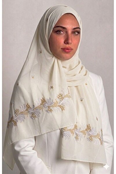 Veil Designer طرحه بوال اوف وايت بتطريز ذهبي علي كامل الطرحه 190*60 لا توجد أ...