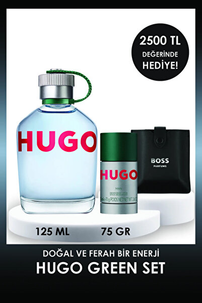 BOSS Hugo Man Green EDT 125 ml Erkek Parfüm + Hugo Man Deodorant Stick + Oyun...