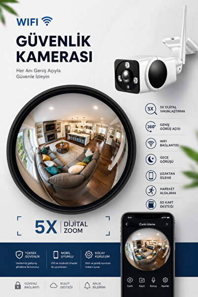 Venas 3mp full HD Kablosuz Wifi iç ve Dış mekan Balık gözü sd karta kayıt yap...