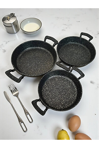 MyBru Döküm Omlet Tava 3'lü Set 18-20-22 Cm