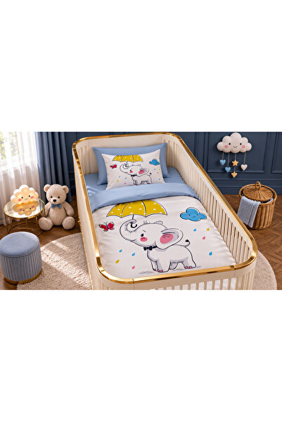 Fabeteks Umbrella Elephant Cub Single Digital Baby Bedding Set