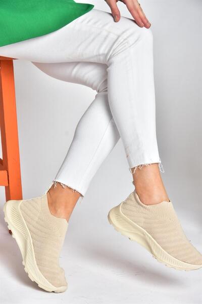 Fox Shoes P239503304 Bej Triko Kumaş Kadın Spor Ayakkabı Sneakers