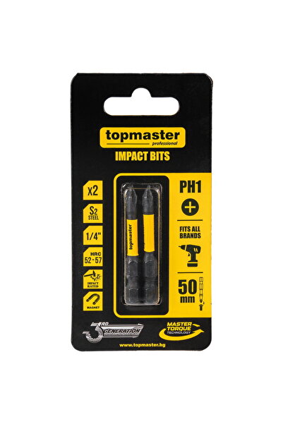 Top Master Pro Bit de impact 50mm PH1, 2 bucăți. TMP