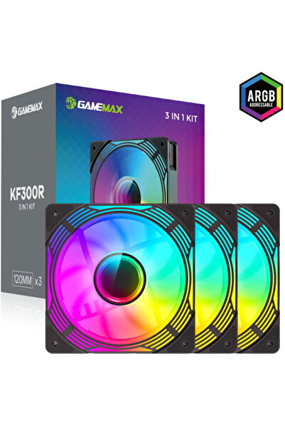 GAMEMAX Pachet de trei ventilatoare KF300 ARGB Reverse PWM, negru