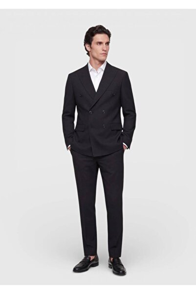 Ramsey Black Plain Wool Blended Suit
