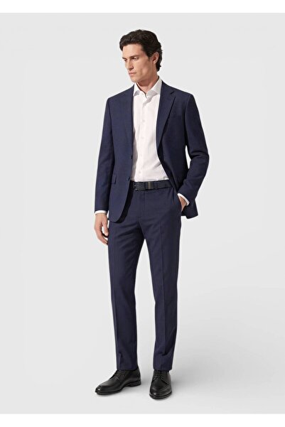Ramsey Light Navy Blue Checked Zeroweight Slim Fit 100% Wool Suit
