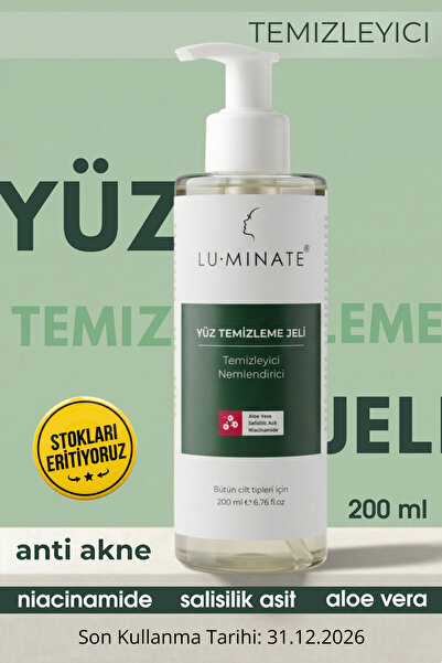 Luminate Yüz Temizleme Jeli Salisilik Asit Siyah Nokta Karşıtı Yağlı ve Karma...