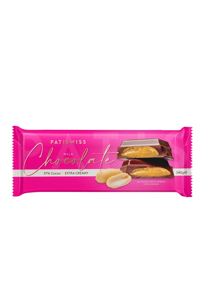 Patiswiss Yer Fıstıklı Krema Dolgulu Sütlü Çikolata, 240G