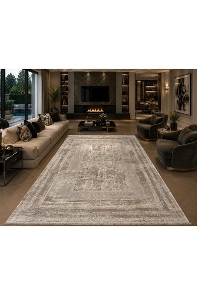 Neşem Halı Boutique NAKKAŞ SUNRISE RY003A BEIGE WHITE 100 TARAK DOĞAL İPLİK B...