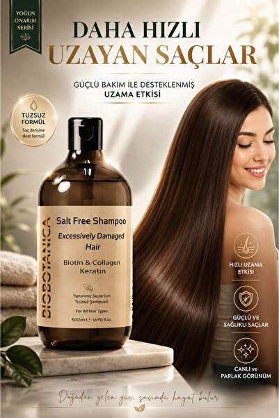 Biobotanica Yıpranma Karşıtı Tuzsuz Saç Şampuanı - Keratin Biotin Kolajen - H...